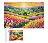 1000 PCS Puzzle pour Adolescents Sunset Over Rolling Hills Puzzles pour Adolescents, Jouets Anti-Stress, Passe-Temps, Défi Éducatif