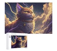 1000 PCS Puzzle pour Adolescents Thundering Fantasy Cat Artwork -5 Puzzles pour Adultes Jeu Manuel Assemblage De Motifs Cadeaux Uniques pour Anniversaire Et Noël 1000 PCS