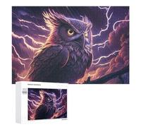 1000 PCS Puzzle pour Adolescents Thunderstorm Owl Artwork Jeu De Puzzle pour Adultes, Casse-tête, Cadeau d'anniversaire, Défi Éducatif 1000 PCS
