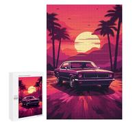 1000 PCS Puzzle pour Adolescents Vintage Car Sunset Drive Puzzles pour Adultes - Défi Difficile - Activités Amusantes À La Maison pour Les Jeux 1000 PCS