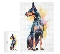1000 PCS Puzzle pour Adolescents Watercolor Doberman Puppy Puzzles pour Adultes Jeu Manuel Assemblage De Motifs Cadeaux Uniques pour Anniversaire Et Noël 1000 PCS