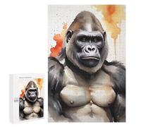1000 PCS Puzzle pour Adolescents Watercolor Painted Gorilla Jeu De Puzzle pour Adultes, Casse-tête, Cadeau d'anniversaire, Défi Éducatif 1000 PCS