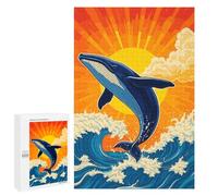 1000 PCS Puzzle pour Adolescents Whale Breaching Ocean Waves at Sunset Puzzle Adulte, Jouet, Décoration Murale, Course De Vitesse Manuelle, Cadeaux Uniques pour Anniversaire Et Noël 1000 PCS