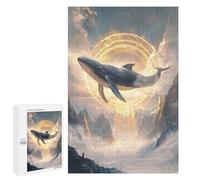 1000 PCS Puzzle pour Adolescents Whale in Sky with Glowing Circle Puzzles pour Adultes : Analyse Et Logique. Chaque Pièce Est Unique - Casse-têtes pour Toute La Famille 1000 PCS