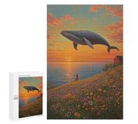 1000 PCS Puzzle pour Adolescents Whale Watching Sunset Puzzles pour Adultes - Défi Difficile - Activités Amusantes À La Maison pour Les Jeux 1000 PCS