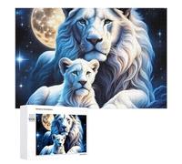 1000 PCS Puzzle pour Adolescents White Lions Under The Moonlit Sky Puzzles pour Adolescents, Jouets Anti-Stress, Passe-Temps, Défi Éducatif