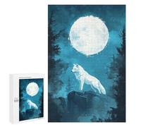 1000 PCS Puzzle pour Adolescents White Wolf Under Full Moon Puzzles pour Adultes Jeu Manuel Assemblage De Motifs Cadeaux Uniques pour Anniversaire Et Noël 1000 PCS