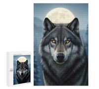 1000 PCS Puzzle pour Adolescents Wolf Portrait Under Moonlight Puzzle pour Adultes : Jeu De Réflexion Et De Rapidité, Défi À Relever 1000 PCS