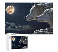 1000 PCS Puzzle pour Adolescents Wolves Under The Moonlit Sky Puzzles pour Adolescents, Jouets Anti-Stress, Passe-Temps, Défi Éducatif