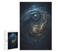 1000 PCS Puzzle pour Adolescents Yin Yang Dragon Art Print Puzzles pour Adultes - Défi Difficile - Activités Amusantes À La Maison pour Les Jeux 1000 PCS