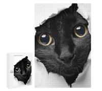 1000 PCS Puzzle pour Adultes Black Cat Peeking Through Torn Paper Puzzle pour Adolescents : Améliore La Mémoire, Activités Ludiques À La Maison, Cadeaux Anti-Stress 1000 PCS