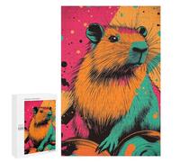 1000 PCS Puzzle pour Adultes Capybara Pop Art Capybara Pop Art Illustration Vibrant Modern Animal Art Puzzles pour Adultes - Jeux De Détente - Assemblage De Motifs - Idée Cadeau pour Toute La Famill