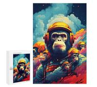 1000 PCS Puzzle pour Adultes Chimpanzee Astronauts in Space Puzzle pour Adolescents : Améliore La Mémoire. Chaque Pièce Est Unique - Jouets Éducatifs d'apprentissage 1000 PCS