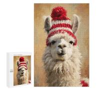 1000 PCS Puzzle pour Adultes Christmas Llama with Red Hat Puzzle pour Adolescents : Améliore La Mémoire. Chaque Pièce Est Unique - Jouets Éducatifs d'apprentissage 1000 PCS