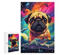 1000 PCS Puzzle pour Adultes Colorful Pug in Space Art Print Puzzle pour Adolescents : Améliore La Mémoire. Chaque Pièce Est Unique - Jouets Éducatifs d'apprentissage 1000 PCS