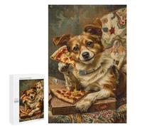 1000 PCS Puzzle pour Adultes Dog Eating Pizza on Couch Puzzles pour Adolescents - Passe-Temps À La Maison - Jeu Éducatif Familial Stimulant À Compléter 1000 PCS