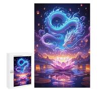 1000 PCS Puzzle pour Adultes Dragon Lotus Pond Lanterns Puzzles pour Adultes Améliorent La Mémoire Liste De Souhaits avec Le Père Noël Cadeaux Anti-Stress 1000 PCS