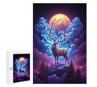 1000 PCS Puzzle pour Adultes Enchanted Forest Moonlit Deer Puzzle pour Adolescents : Améliore La Mémoire. Chaque Pièce Est Unique - Jouets Éducatifs d'apprentissage 1000 PCS