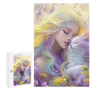1000 PCS Puzzle pour Adultes Enchanted Garden with Fantasy Cat Puzzle pour Adolescents : Améliore La Mémoire. Chaque Pièce Est Unique - Jouets Éducatifs d'apprentissage 1000 PCS