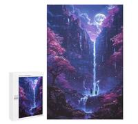 1000 PCS Puzzle pour Adultes Enchanted Moonlit Waterfall Puzzle pour Adolescents : Améliore La Mémoire. Chaque Pièce Est Unique - Jouets Éducatifs d'apprentissage 1000 PCS