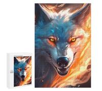 1000 PCS Puzzle pour Adultes Flaming Wolf Fantasy Artwork -1 Puzzle pour Adolescents : Améliore La Mémoire. Chaque Pièce Est Unique - Jouets Éducatifs d'apprentissage 1000 PCS