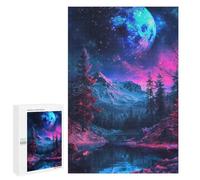 1000 PCS Puzzle pour Adultes Galactic Moonlit Forest Reflections Puzzles pour Adultes Améliorent La Mémoire Liste De Souhaits avec Le Père Noël Cadeaux Anti-Stress 1000 PCS