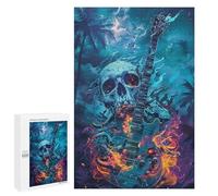 1000 PCS Puzzle pour Adultes Guitar Skull Art Print-1 Puzzles pour Adolescents - Passe-Temps À La Maison - Jeu Éducatif Familial Stimulant À Compléter 1000 PCS
