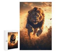 1000 PCS Puzzle pour Adultes Lion Running at Sunset Puzzles pour Adultes - Jeux De Détente - Assemblage De Motifs - Idée Cadeau pour Toute La Famille 1000 PCS