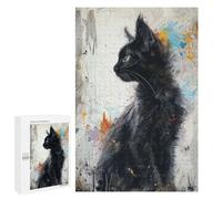 1000 PCS Puzzle pour Adultes Noir Feline Elegance Puzzles pour Adultes - Jeux De Détente - Assemblage De Motifs - Idée Cadeau pour Toute La Famille 1000 PCS