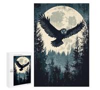1000 PCS Puzzle pour Adultes Owl Flying Moonlit Forest Puzzles pour Adultes - Jeux De Détente - Assemblage De Motifs - Idée Cadeau pour Toute La Famille 1000 PCS
