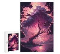 1000 PCS Puzzle pour Adultes Thunderstorm Tree Lightning Puzzles pour Adultes Améliorent La Mémoire Liste De Souhaits avec Le Père Noël Cadeaux Anti-Stress 1000 PCS