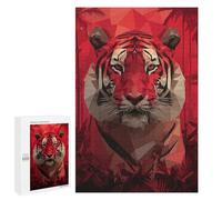 1000 PCS Puzzle pour Adultes Tiger Red Polygon Art Puzzle pour Adolescents : Améliore La Mémoire. Chaque Pièce Est Unique - Jouets Éducatifs d'apprentissage 1000 PCS