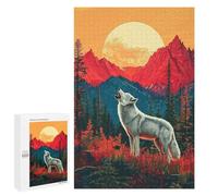 1000 PCS Puzzle pour Adultes Wolf Howling at Sunset Puzzle pour Adolescents : Améliore La Mémoire. Chaque Pièce Est Unique - Jouets Éducatifs d'apprentissage 1000 PCS