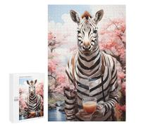 1000 PCS Puzzle pour Adultes Zebra with Coffee in Spring Puzzles pour Adolescents - Passe-Temps À La Maison - Jeu Éducatif Familial Stimulant À Compléter 1000 PCS