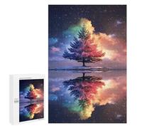 1000 PCS Puzzle Rainbow Tree Reflection Night Sky Puzzles pour Adultes : des Cadeaux Amusants pour Toute La Famille, Parents Et Enfants 1000 PCS