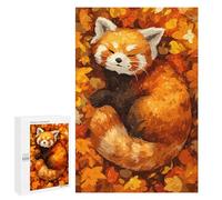 1000 PCS Puzzle Sleeping Red Panda in Autumn Leaves Puzzle pour Adolescents Course De Vitesse Manuelle Liste De Souhaits avec Le Père Noël Jouets Jeux Éducatifs 1000 PCS