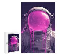 1000 PCS Puzzle Space Astronaut with Pink Nebula Helmet Puzzles pour Adultes : des Cadeaux Amusants pour Toute La Famille, Parents Et Enfants 1000 PCS