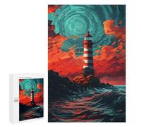 1000 PCS Puzzle Stormy Lighthouse Painting Puzzle pour Adolescents Course De Vitesse Manuelle Liste De Souhaits avec Le Père Noël Jouets Jeux Éducatifs 1000 PCS