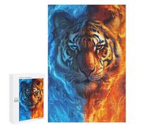 1000 PCS Puzzle Tiger Fire and Ice Art Print-2 Puzzle pour Adolescents Course De Vitesse Manuelle Liste De Souhaits avec Le Père Noël Jouets Jeux Éducatifs 1000 PCS