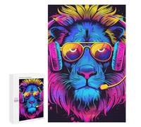 1000 PCS Puzzle Vibrant Lion DJ Headphones Art Puzzle pour Adolescents Course De Vitesse Manuelle Liste De Souhaits avec Le Père Noël Jouets Jeux Éducatifs 1000 PCS