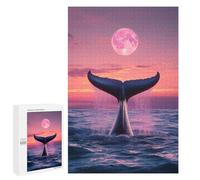 1000 PCS Puzzle Whale Tail Under Moonlight Puzzles pour Adultes : des Cadeaux Amusants pour Toute La Famille, Parents Et Enfants 1000 PCS