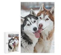 1000 PCS Puzzle Winter Huskies in Snow Puzzle pour Adolescents Course De Vitesse Manuelle Liste De Souhaits avec Le Père Noël Jouets Jeux Éducatifs 1000 PCS