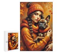 1000 PCS Puzzles A Young Woman with Long, Braided Hair Wearing A Cozy, Oversized Sweater and A Beanie, Sitt Puzzles pour Adolescents Découpe De Précision Activités Amusantes À La Maison Jeu Stimulant