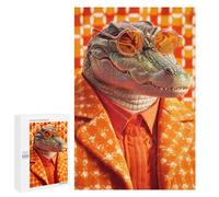 1000 PCS Puzzles Alligator in Orange Style Suit Puzzles pour Adultes Jouets Anti-Stress Vacances À La Maison Passer Le Temps Interaction Parent-Enfant 1000 PCS