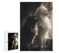 1000 PCS Puzzles Black & White Cats Window Puzzles pour Adultes Améliorent La Mémoire Défi Éducatif Jouets Jeux Éducatifs 1000 PCS