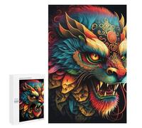1000 PCS Puzzles Colorful Dragon Illustration-1 Puzzles pour Adolescents : Amusants Et Humoristiques ! Chaque Pièce Est Unique - Jouets Éducatifs