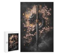 1000 PCS Puzzles Dragon Sword with Cherry Blossoms -4 Puzzles pour Adultes Améliorent La Mémoire Défi Éducatif Jouets Jeux Éducatifs 1000 PCS