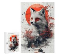 1000 PCS Puzzles Fox and Red Moon Digital Art Puzzles pour Adolescents Découpe De Précision Activités Amusantes À La Maison Jeu Stimulant Et Jeux en Famille 1000 PCS