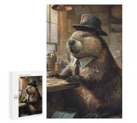 1000 PCS Puzzles Funny Dressed Beaver Hat Puzzles pour Adultes Jouets Anti-Stress Vacances À La Maison Passer Le Temps Interaction Parent-Enfant 1000 PCS