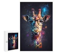 1000 PCS Puzzles Giraffe with Glasses Art Print-6 Puzzles pour Adolescents Découpe De Précision Activités Amusantes À La Maison Jeu Stimulant Et Jeux en Famille 1000 PCS